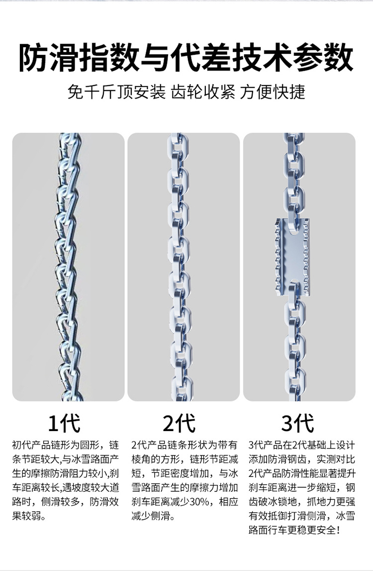 Anti-slip chains for car tires, universal for sedans and off-road vehicles, non-damaging to tires, thickened snow anti-slip chains, available for direct shipping