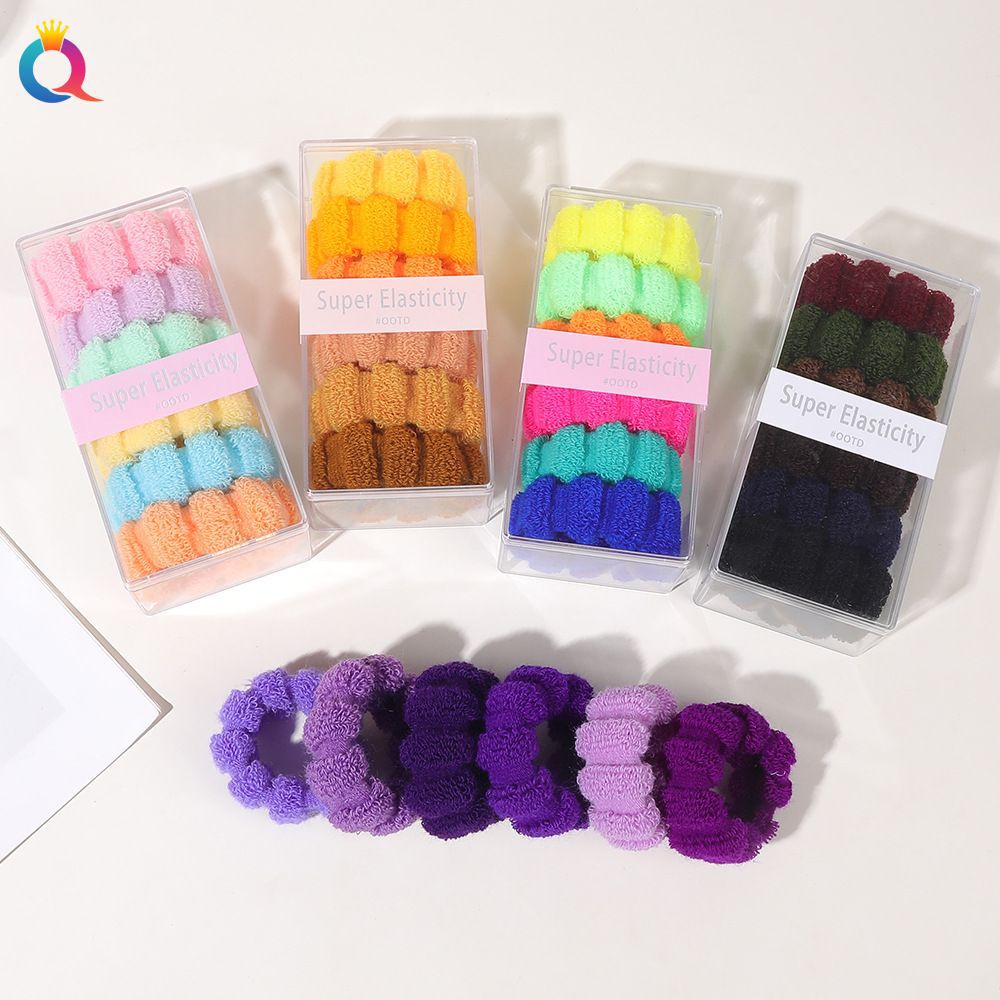 Banda para el cabello anillo de toalla elástico alto banda para el cabello sin costuras gran cabeza gruesa cuerda en caja banda de goma Simple color caramelo verano