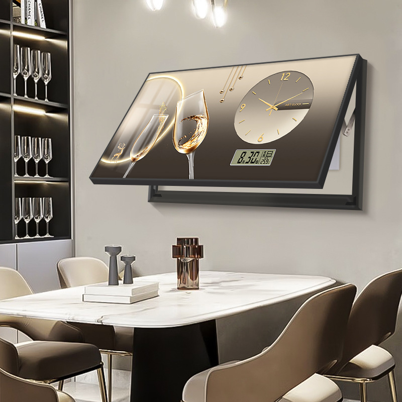 Cuadro decorativo con reloj y calendario perpetuo para cubrir cajas de electricidad, ideal para decoración de lujo en bodegas o salas de estar.