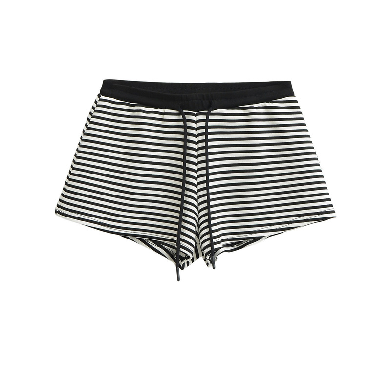 American Hot Girl Black and White Striped Shorts Women's High Waist Casual Versatile Elastic Tight Drawstring Pure Lust Hot Pants American Hot Girl Black and White Striped Shorts Women's High Waist Casual Versatile Elastic Tight Drawstring Pure Lust Hot Pants