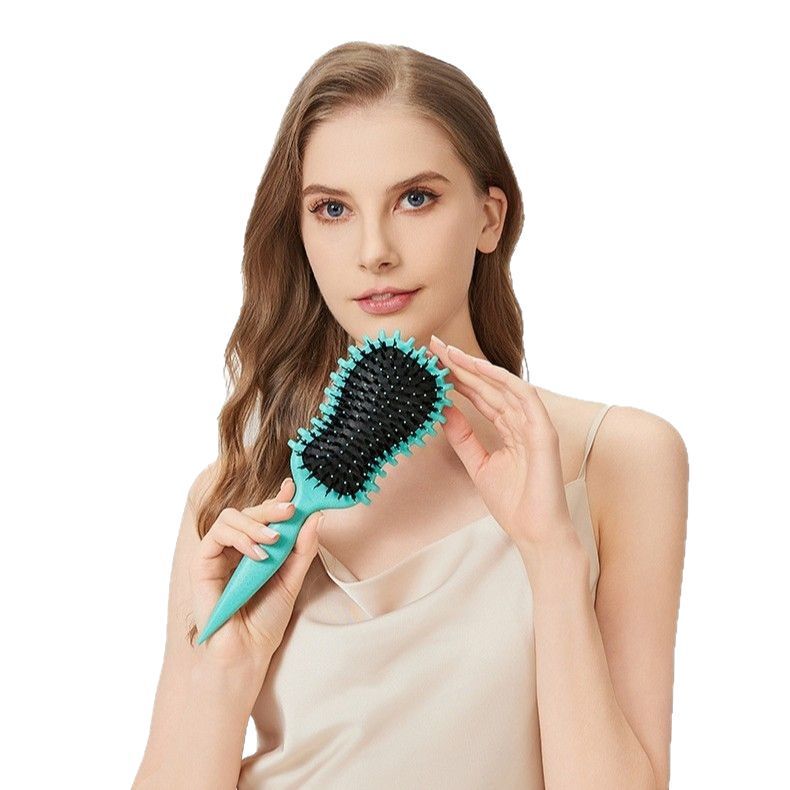ギター型バウンスカーリングコーム 豚毛エアクッションコーム ポインテッドテールコーム カールヘア用スムージングコーム 在庫あり ヘアケア|undefined