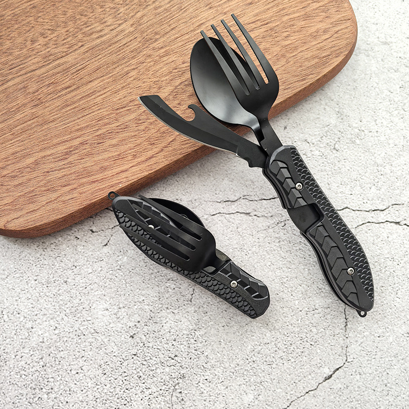 户外多功能刀勺露营工具 叉野炊刀具 登山便携组合餐具叉勺