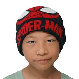 新款儿童蜘蛛侠帽子秋冬户外小孩户外滑雪溜冰毛线帽手套保暖帽子