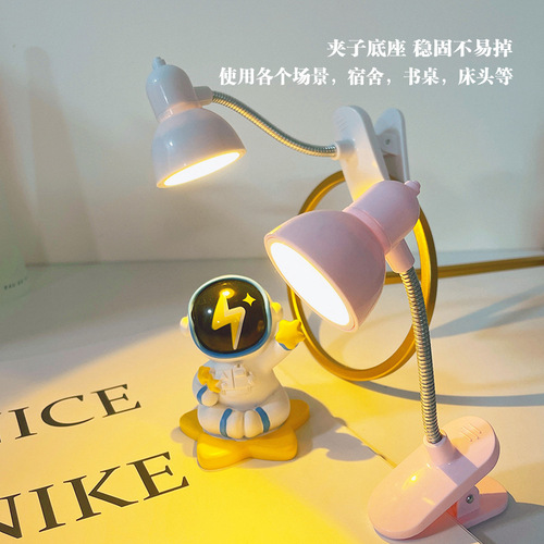 Creative LED mini desk lamp with warm light clip, suitable for student dorms, eye-protection learning reading lamp, bedside night light