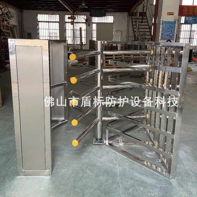 盾标防护栅栏转闸门  不锈钢人行通道门 旅游区出入口单向旋转门