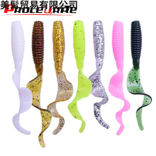 虾腥味卷尾蛆软饵软虫铅头钩路亚假饵套装淡水海钓鳜鱼翘嘴鲈鱼饵