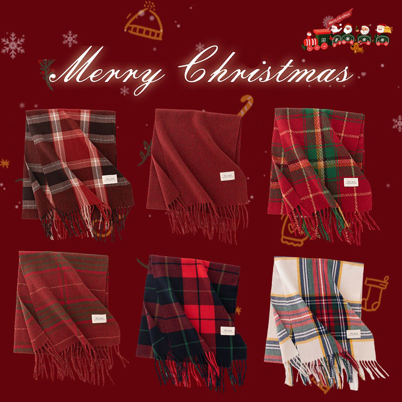 Novo cachecol xadrez de cashmere de outono e inverno para mulheres, à prova de vento e quente, sensação de alta qualidade, cachecol feminino, xale da moda de Natal_voghion.com