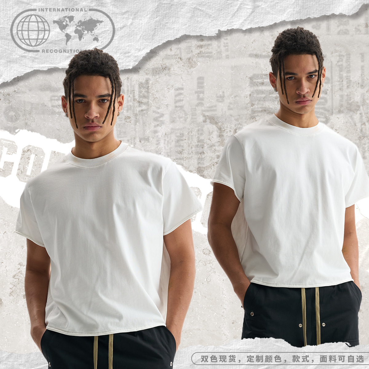 ETAI Hombre| Marca de alta calidad algodón suelto corto de color sólido mangas cortas mangas cortas camiseta de cuello redondo