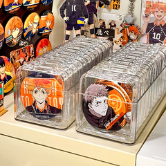 バー収納箱透明密封バッジ谷子単一保護カバー58mm75mm防湿デスクトップ展示棚