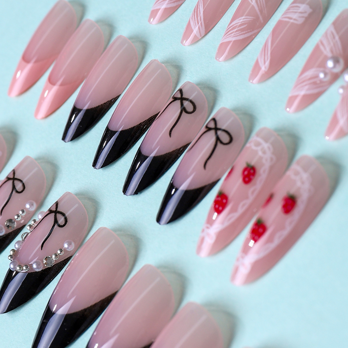 Red explotador usar aurora de uñas al por mayor blush de uñas de color medio y largo pequeño libro rojo parche de uñas