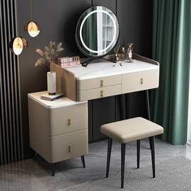 岩板梳妆台卧室现代简约岩板新款轻奢高级书桌收纳柜一体化妆桌