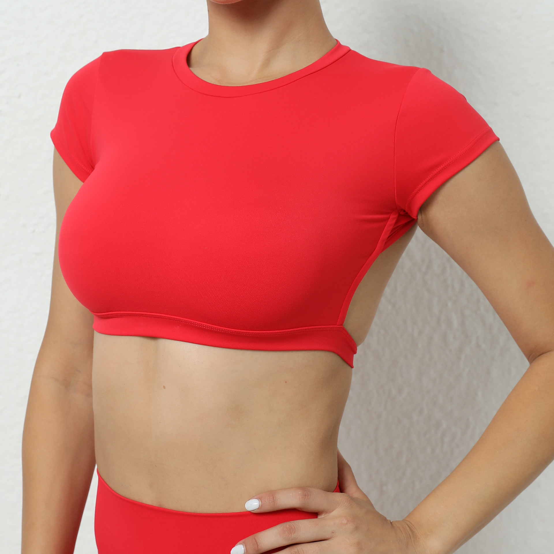 Sports Solid Color Active Tops Nylon Cotton Blend T-shirt Activewear display picture 8