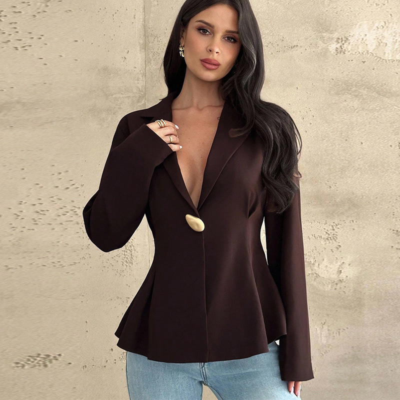 Saco Casual Slim Fit para Mujer de Poliéster con Solapa para Oficina y Uso Diario image 6