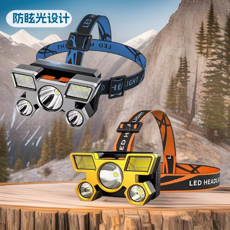 5LED фары сильный свет фонарик для рыбалки ночью езда на дальнем свете супер яркий светодиодный шахта фонарик для домашнего фонаря