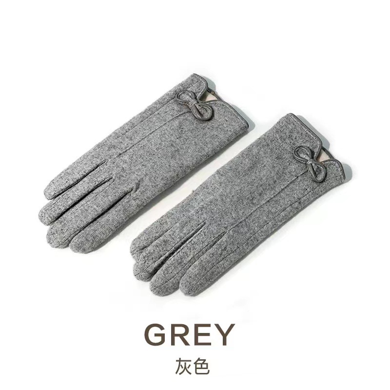 Nuevos guantes cálidos pequeños arcos de viento fragante y guantes de terciopelo gruesos para conducir al aire libre a prueba de viento a prueba de frío