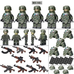 軍事MOC第三者ロシア小緑人兵人仔AK武器子供互換レゴ積み木玩具