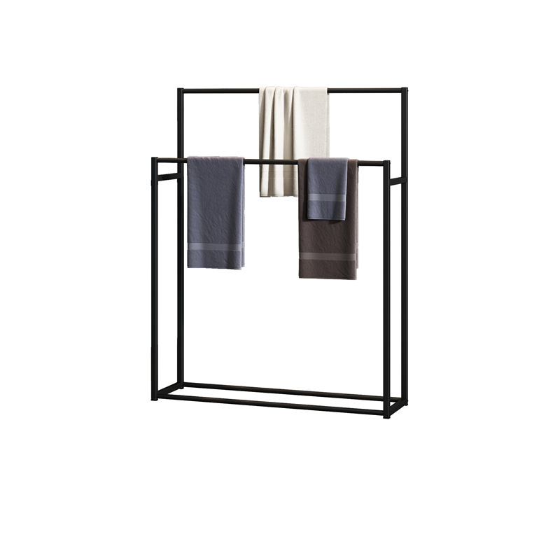 Punch-libre piso de baño estante de la toalla de almacenamiento baño Baño toalla trapo rack metal percha