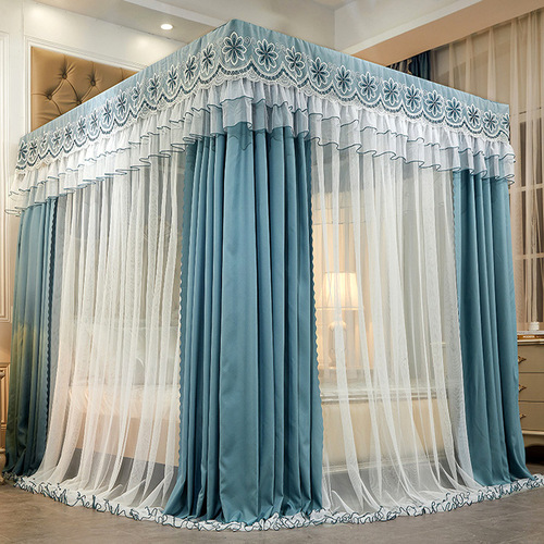 New double-pole reinforced mosquito net, double-layer encrypted blackout bed curtain, floor-standing three-door light luxury dust-proof and anti-mosquito net
