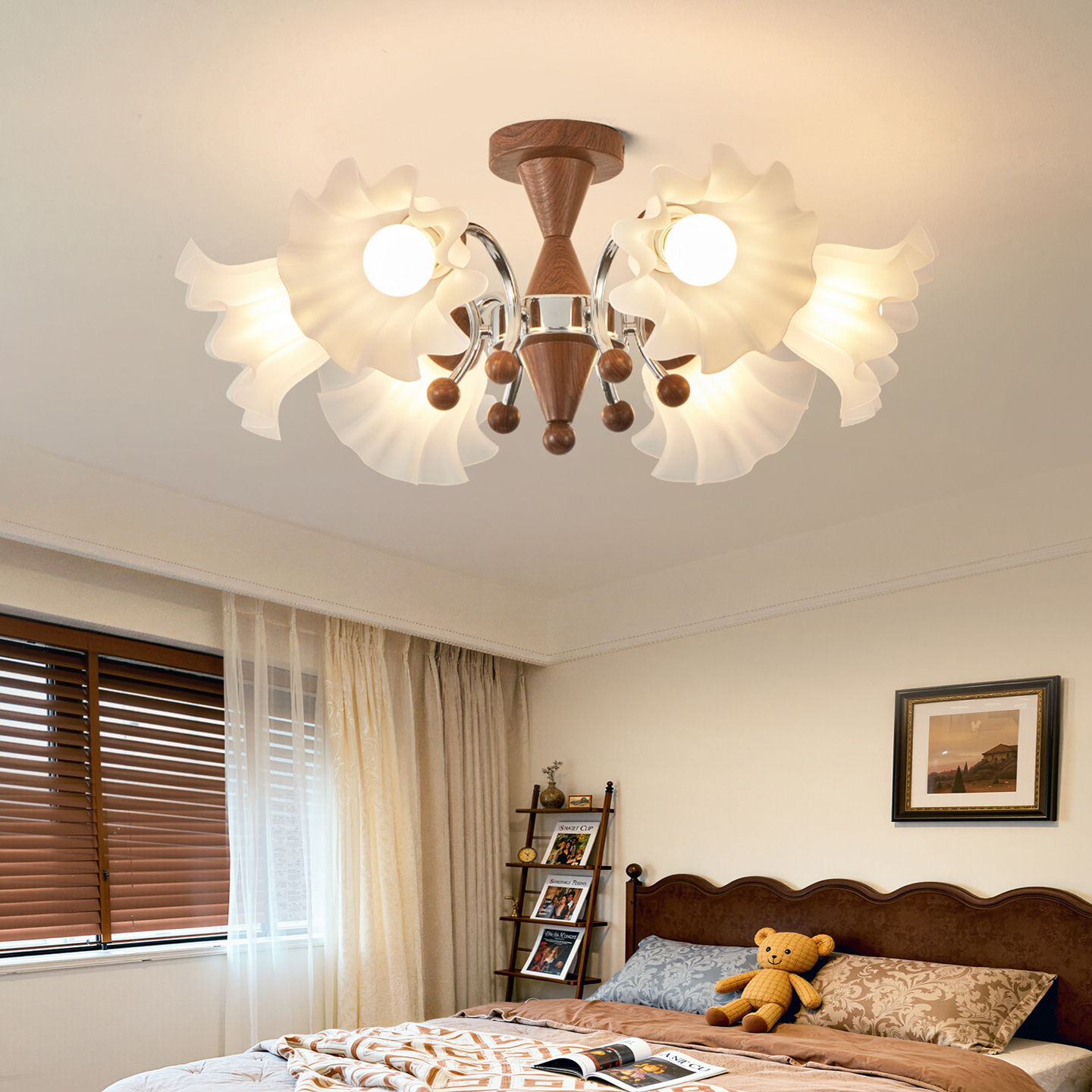 Lámpara de la sala de estar de estilo medieval retro francesa campana orquídea sala de luz principal 2026 nueva lámpara de dormitorio comedor 731L