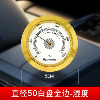 Car thermometer, Temperature and Humidity Meter - diameter-50-white-plate-with-gold-rim-humidity