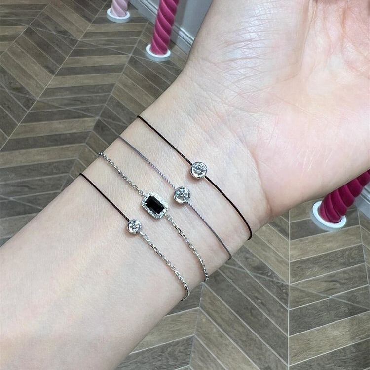 Extremely Thin Rope Flash Diamond Bracelet Women's Light Luxury All-match Elegant Design Sense Hand Rope Exquisite Niche Elegant High-end Sense Bracelet