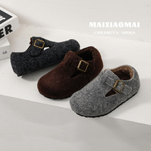迈小迈童鞋冬款儿童鞋子韩版女童二棉鞋时尚百搭加绒呢子勃肯鞋