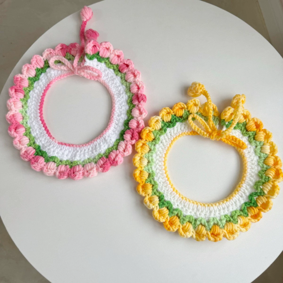 Вязаный шарф для домашних животных с градиентным цветом, из пряжи «тюльпан», плетеный ошейник, ошейник-кольцо для собак и кошек, праздничный стиль