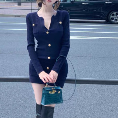 【智性巴尔曼】小香风千金感修身针织连衣裙
