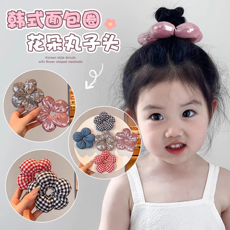 Cabeza de bola de flores Anillo para el cabello del intestino grueso 2025 nueva cuerda para la cabeza para niñas y niños atan el cabello, la banda elástica no daña el cabello, la cuerda para el cabello, accesorios para el cabello