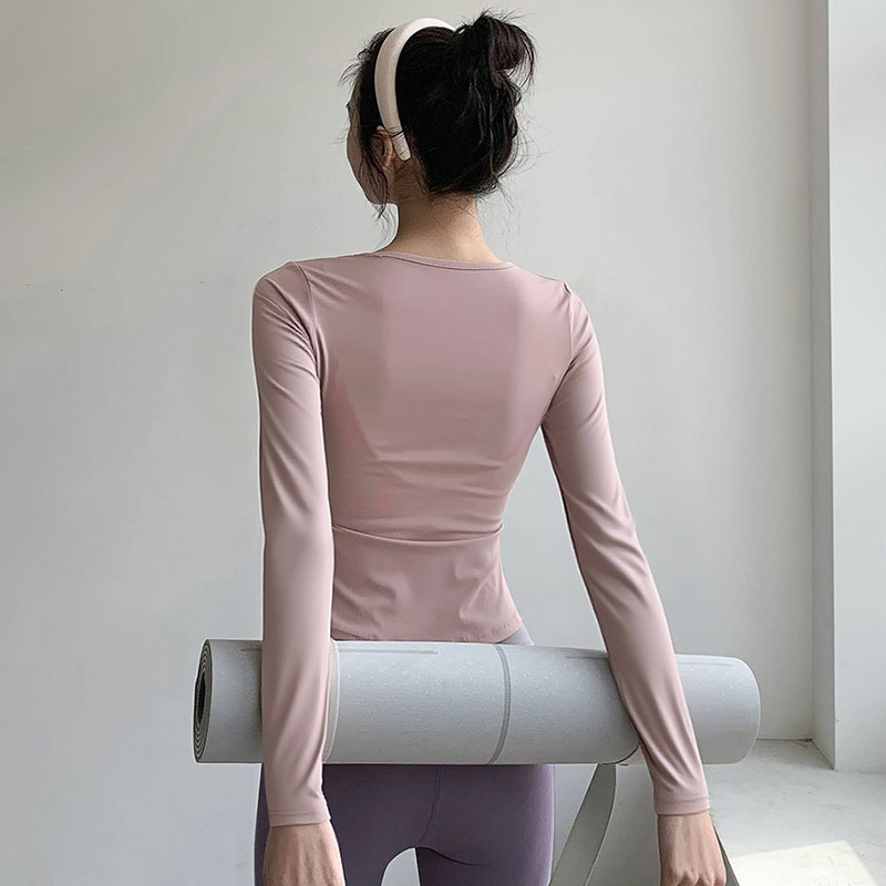 Slim, Breathable, Quick-Drying Women's Yoga Wear, Long-Sleeved T-Shirt, Sports Top, Running Professional Fitness Wear, Spring & Fall Morning Run