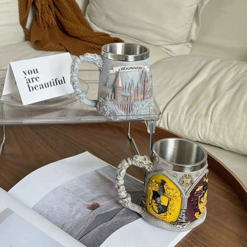 Mug (Harry Potter) stainless steel inner, college crest design, personalized collectible cup