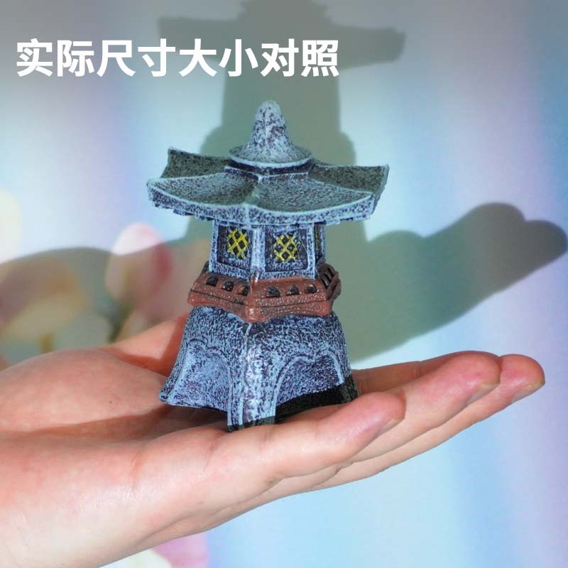 Linterna de piedra decoración de paisaje pecera paisajismo nueva lámpara de piedra de resina linterna de palacio accesorios antiguos linterna de piedra antigua