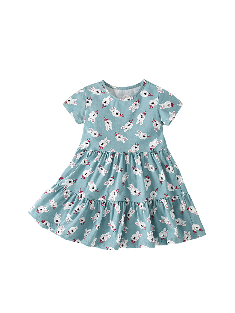 Malwee vestido de las niñas verano nuevo europeo y americano de los niños casual de manga corta cuello redondo camisa vestido de la princesa de los niños