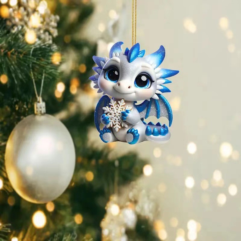 Nuevos dinosaurios acrílicos 2D decoraciones navideñas colgantes de espejos retrovisores de automóviles colgantes de mochila