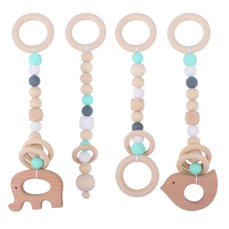 Nuevo bebé haya calmante juguete bebé cuentas de silicona dientes molienda cadena traje Amazon AliExpress