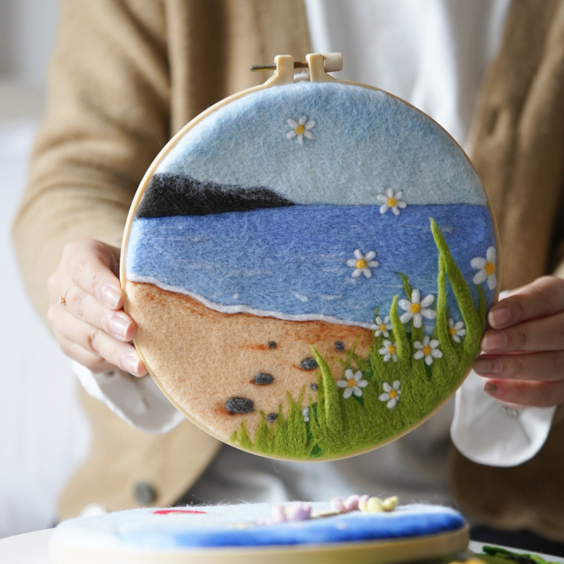 Embroidered Landscape Painting Embroidered Photo Frame Material Bag Home Decoration Handmade diy Gift Wool Felt Poke Le