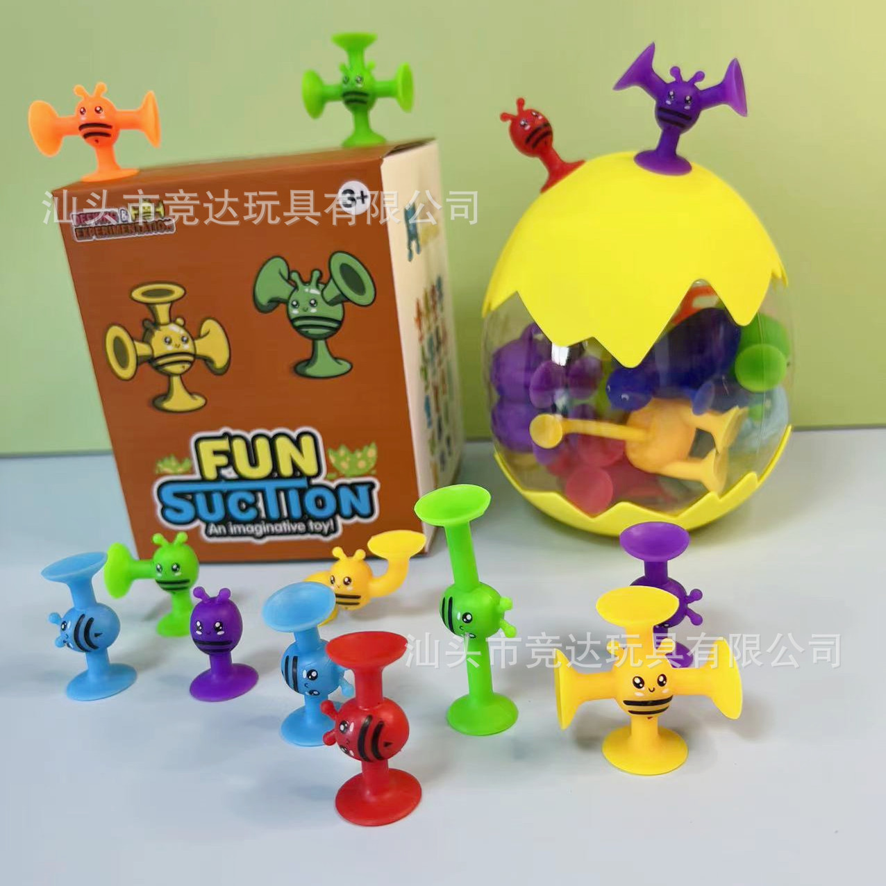 Transfronterizo nueva succión de descompresión de los niños de bloques de construcción suave lechón juguetes educativos DIY montado baño de música pegajosa