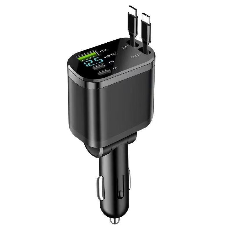 New cross-border car-mounted starry sky ceiling multi-head phone charger, 7-in-1 retractable cable, multifunctional high-end car charger