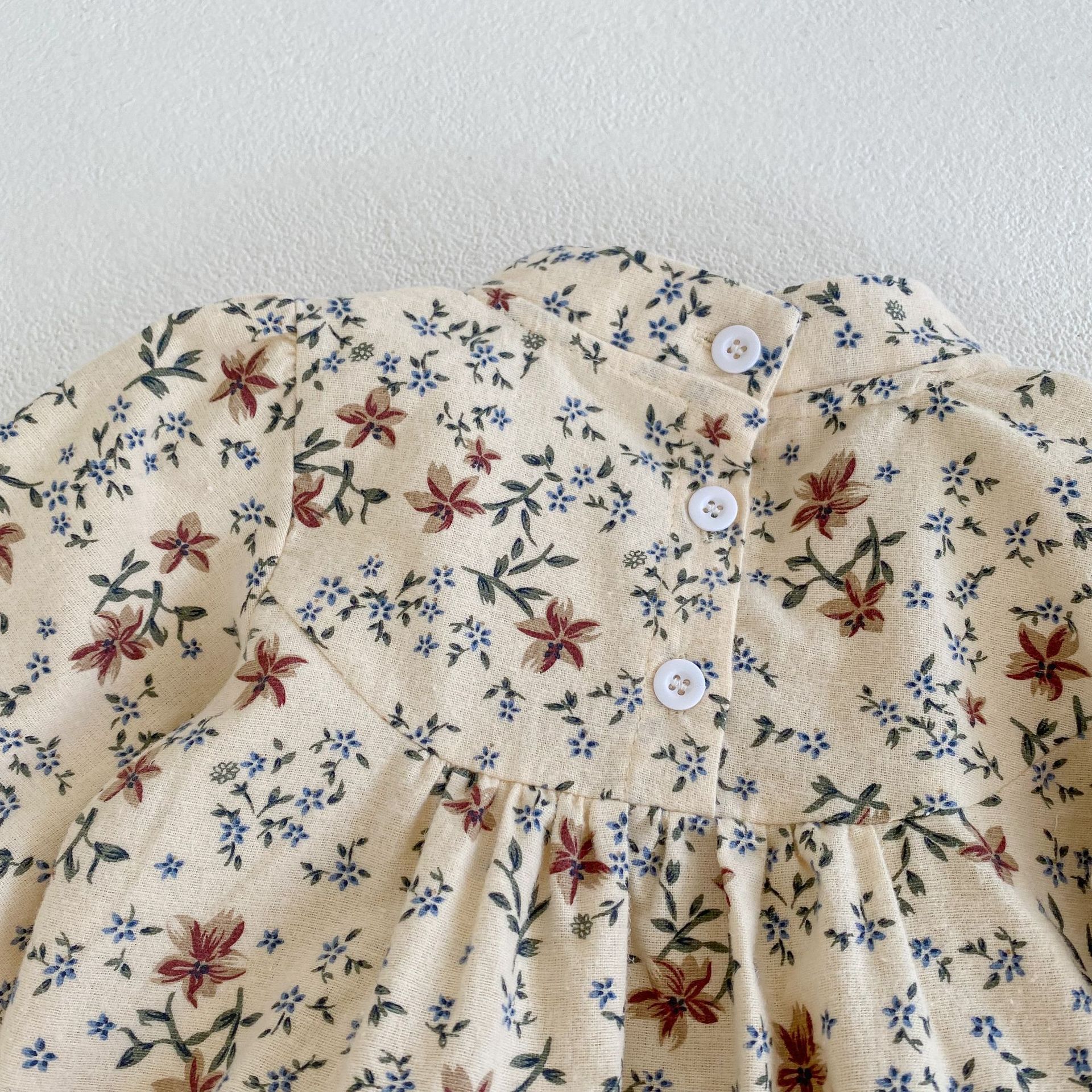 2024 Autumn New Girl Baby Floral Cheongsam Collar Ha Yi Long Sleeve Loose Triangle jumpsuit Crawler_voghion.com