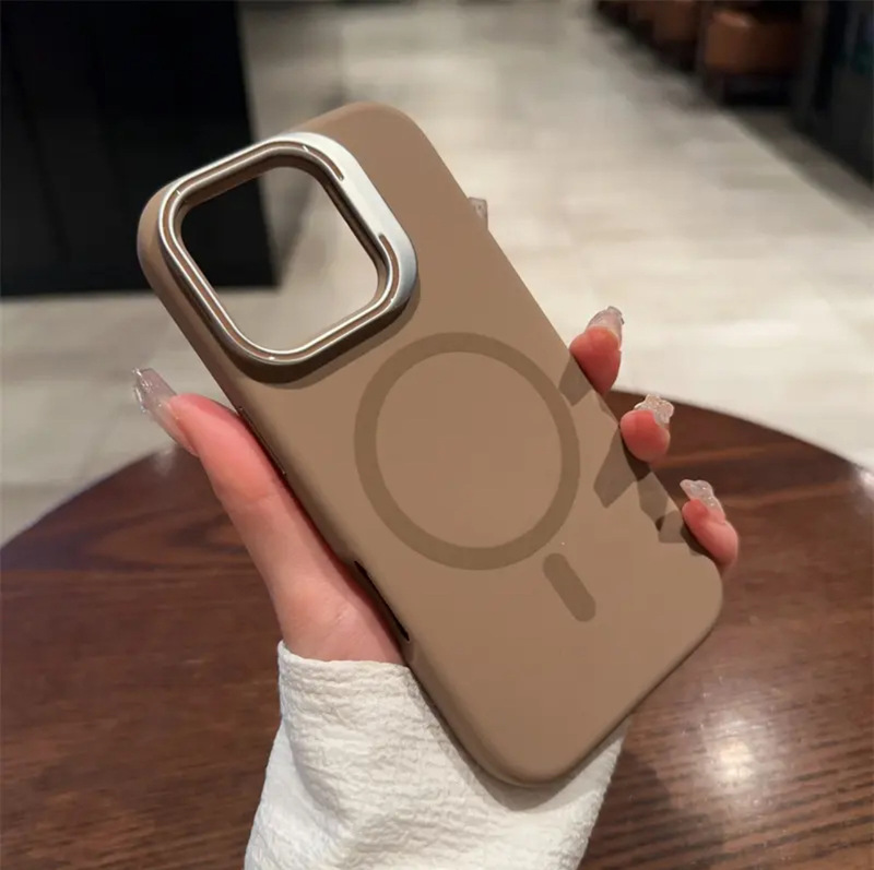 新しい金属フレームブラケット液体シリコーンシェル Apple 16 携帯電話ケース 15pro 磁気落下防止保護に適しています|undefined