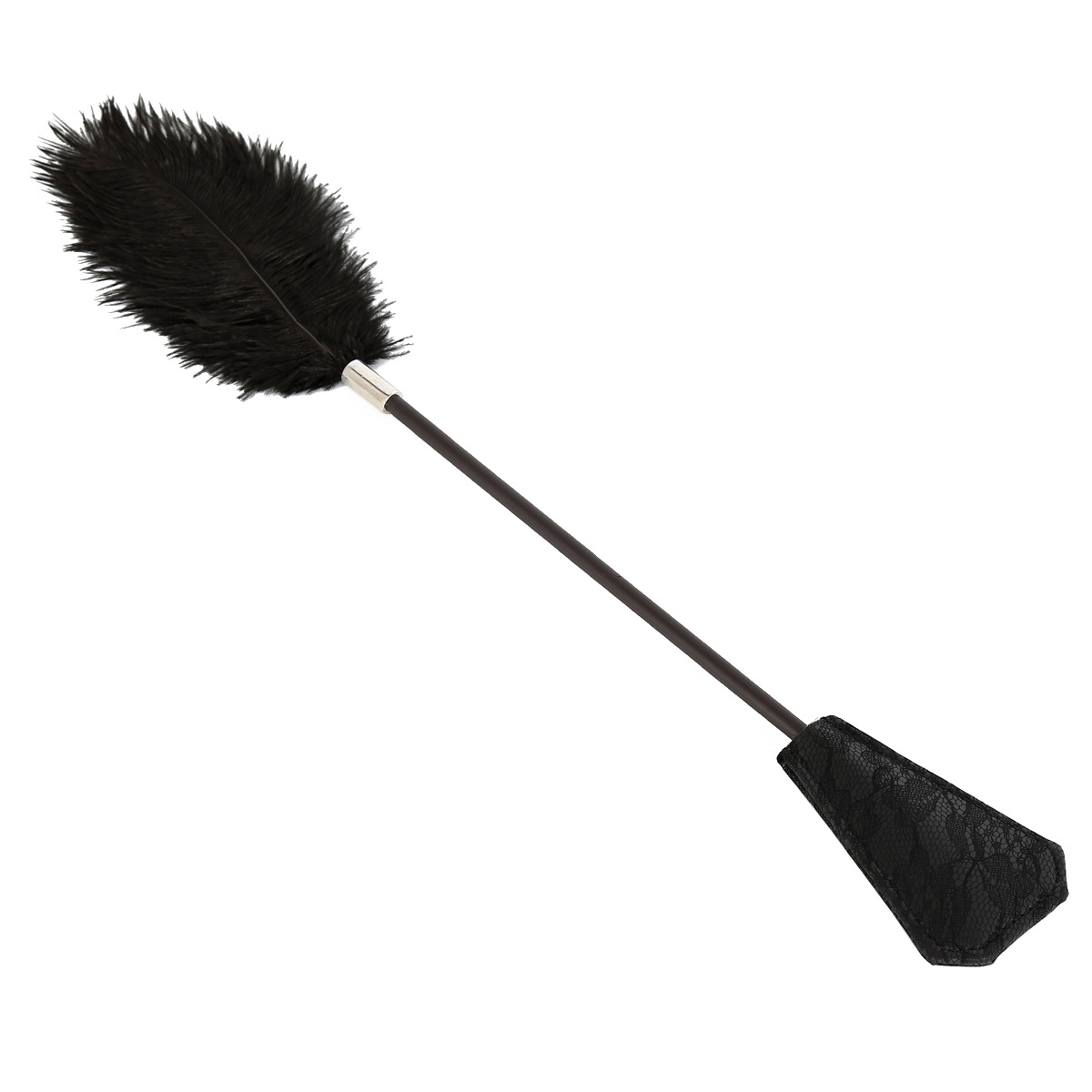 Juguetes sexuales para adultos, latidos de cuero, latidos de mano SM, plumas de sujeción, plumas de avestruz, cuero negro, latidos de encaje, metal, latidos SP