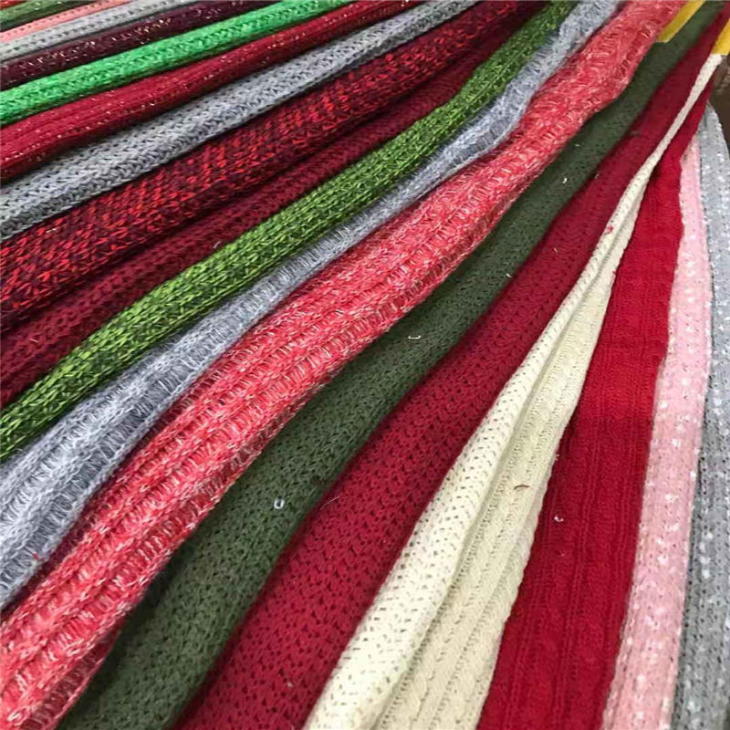 粗纺加厚毛呢面料全涤 秋冬季粗针毛衣毛线面料 涤纶针织面料批发|ms