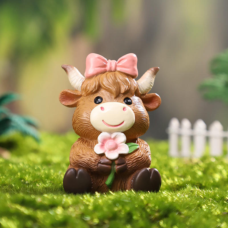 Comercio exterior transfronterizo Highland Niu Dibujos animados Jardinería de resina Decoración de paisaje Decoración de jardín Escenografía Scottish Vaca