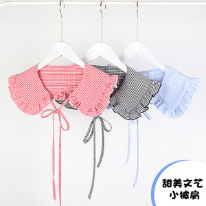 Sweet dickey detachable collar for baby kids grid dickie children temperament of edge thin doll brought little shawl with a decoration