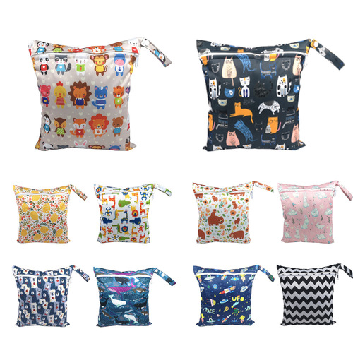 SGS-certified overseas e-commerce new cartoon pattern baby diaper bag washable bag wet bag storage bag