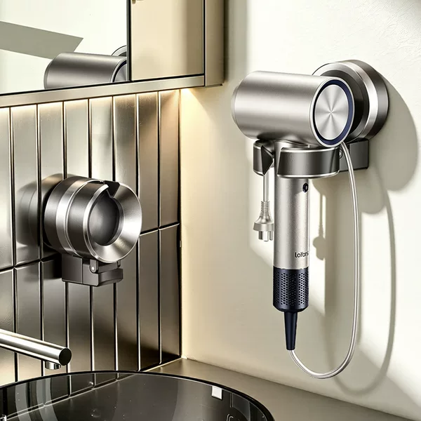 Cross-Border 2026 New Model Suction Cup Hair Dryer Holder Lazy Bathroom No-Drill Storage Rack