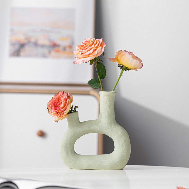 New Creative Small-Mouth Flower Arrangement Modern Simple Ceramic Vase Home Desktop Decoration Small Fresh Ornaments Wholesale