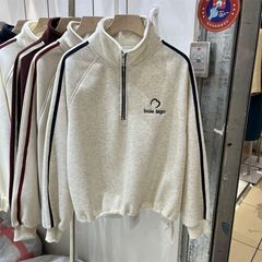 美式短款半拉链卫衣女秋冬2025新款爆款小个子抽绳宽松长袖上衣潮