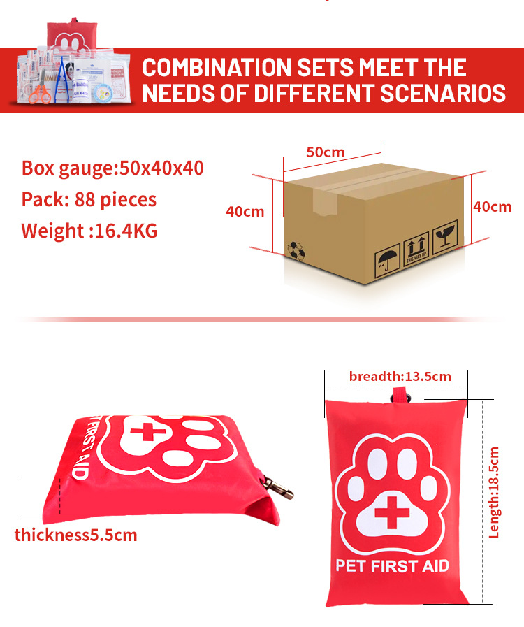 EHBO-set voor huisdieren (katten en honden), opbergtas voor wondverzorging, buitengebruik_voghion.com