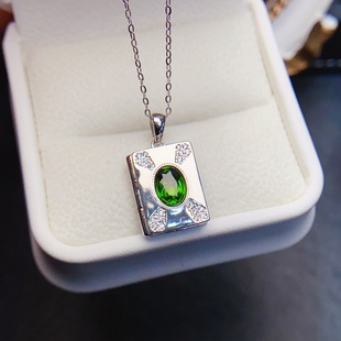 Factory wholesale explosions natural diopside pendant S925 silver inlaid main stone 5*7 selling Europe and the United States a generation of hair